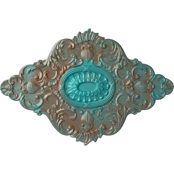 Ekena Millwork Ashford Ceiling Medallion, Hand-Painted Copper Green Patina, 42 3/4"W x 28 7/8"H x 1"P CM42X28ASCGS - main